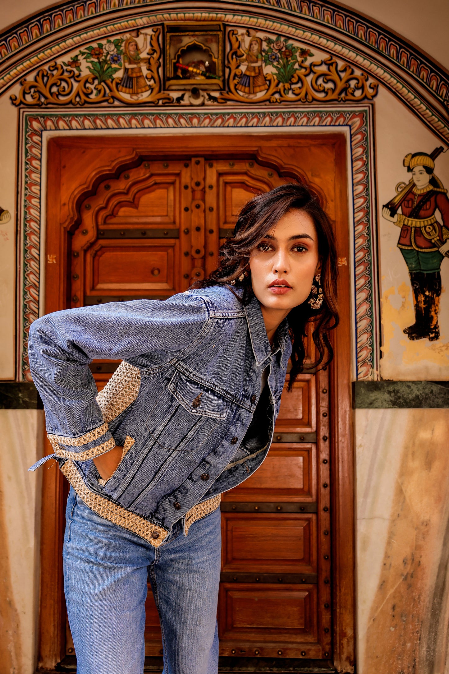 Heritage Fusion Indigo Jacket with Indian Art Detailing