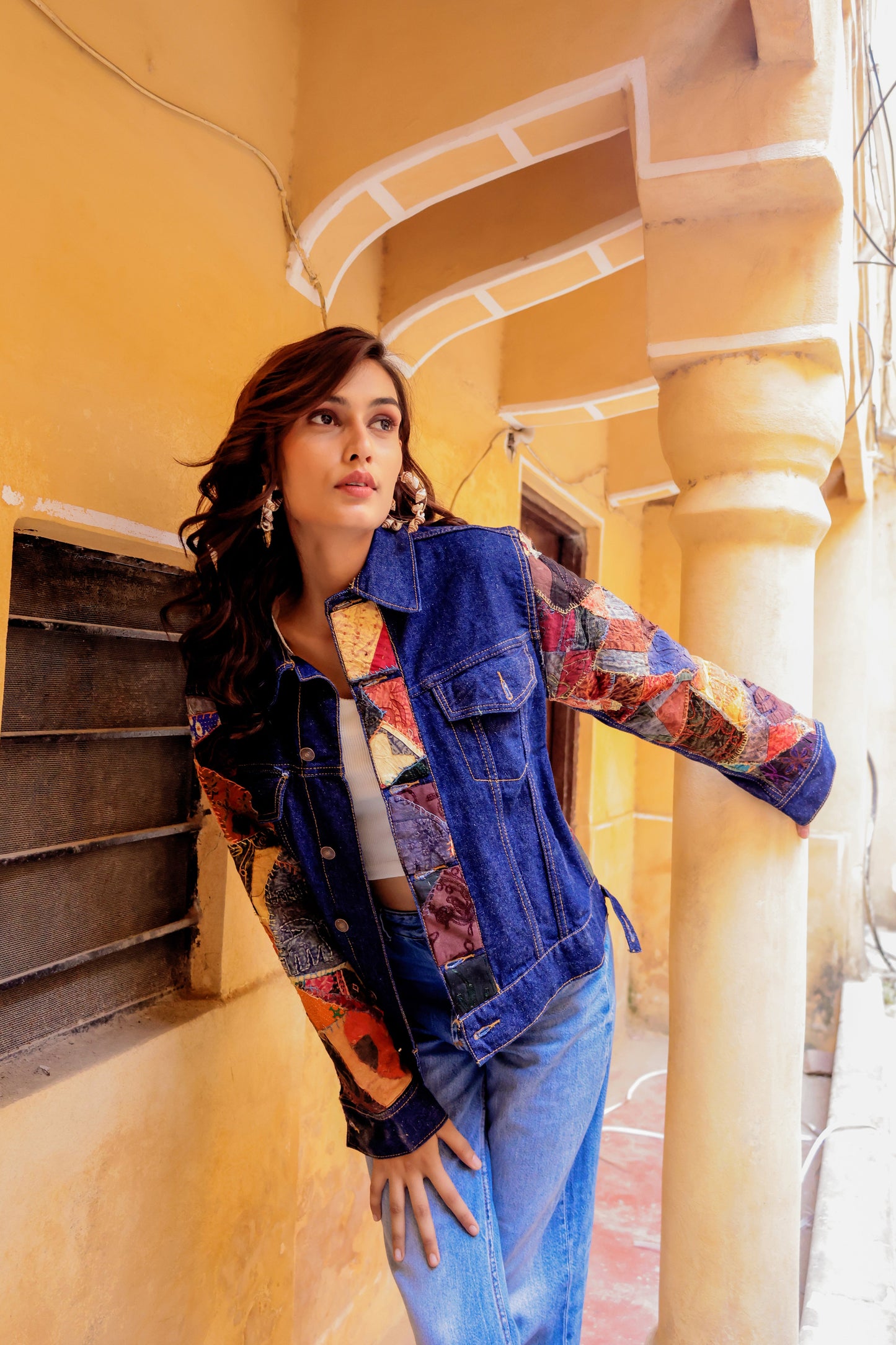 Ethnic Stitch Denim Jacket: Handmade Elegance