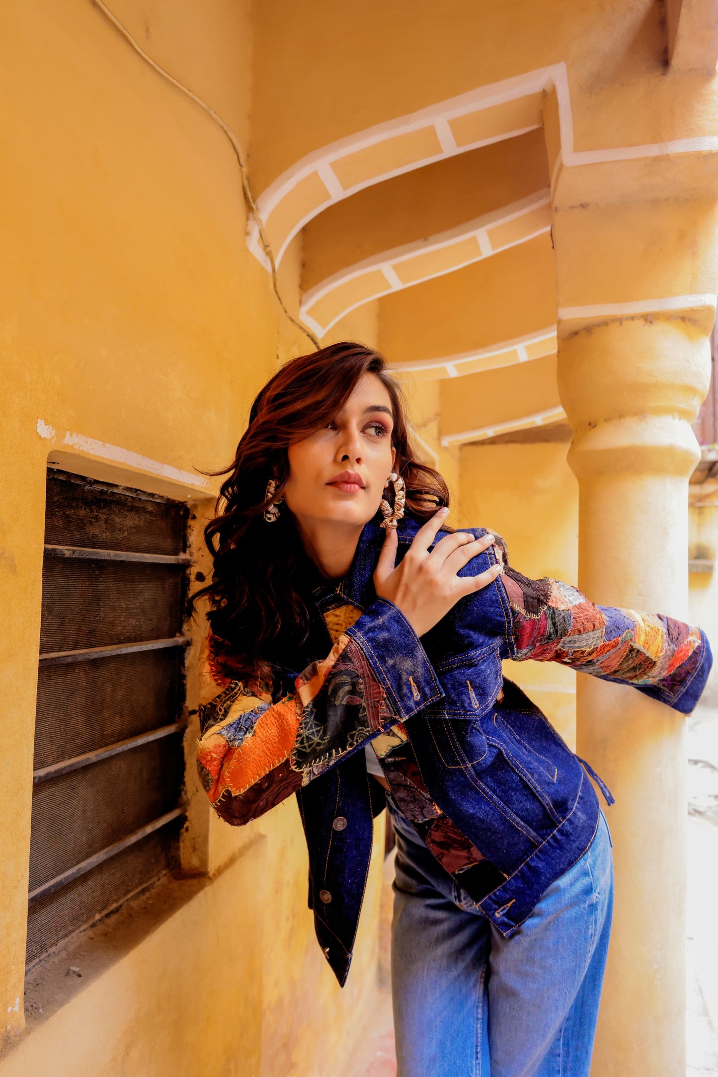 Ethnic Stitch Denim Jacket: Handmade Elegance