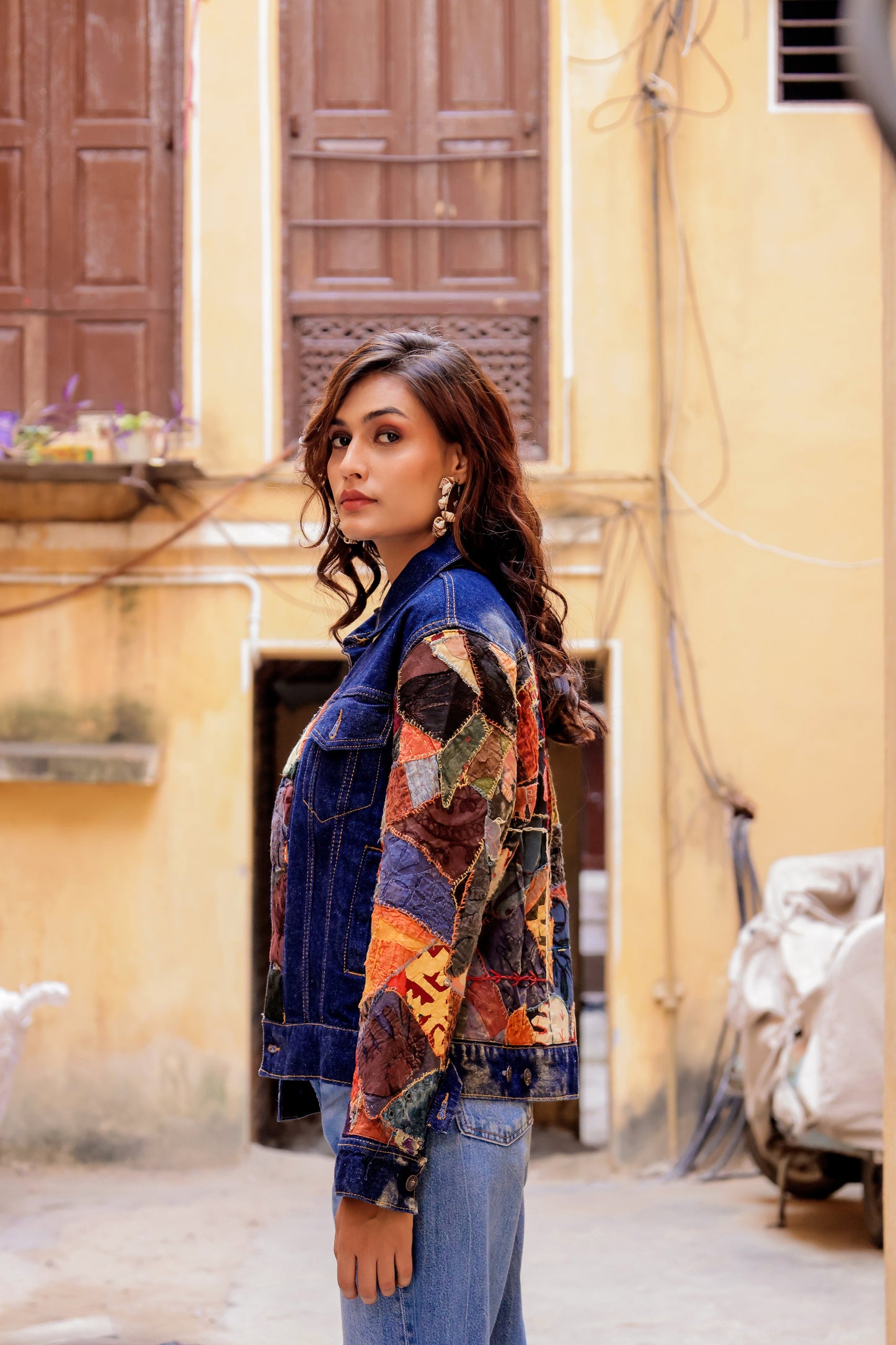 Ethnic Stitch Denim Jacket: Handmade Elegance