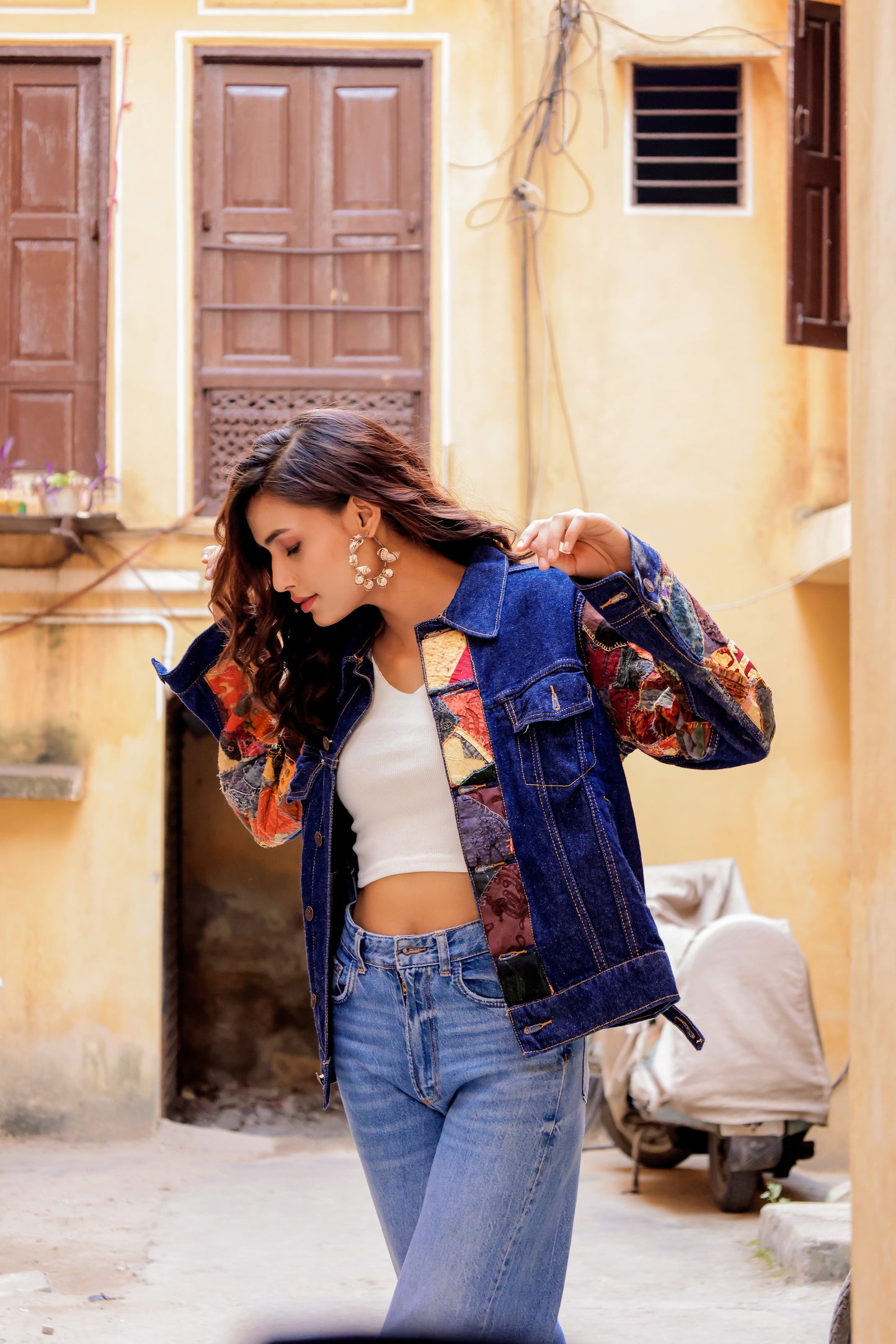 Ethnic Stitch Denim Jacket: Handmade Elegance