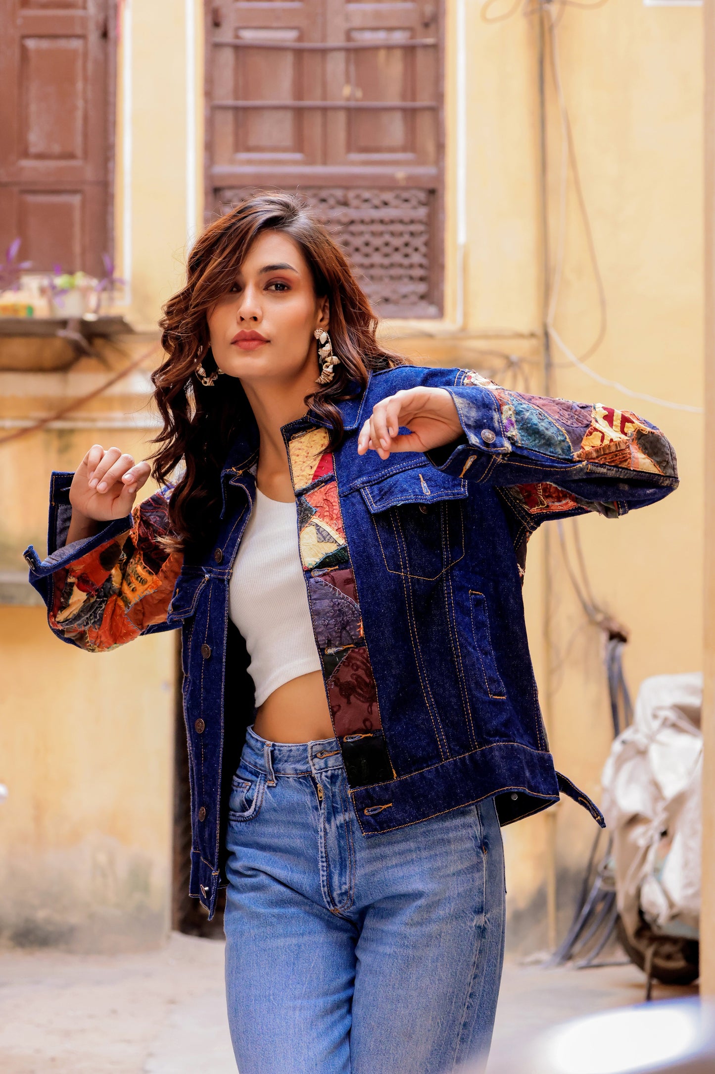 Ethnic Stitch Denim Jacket: Handmade Elegance