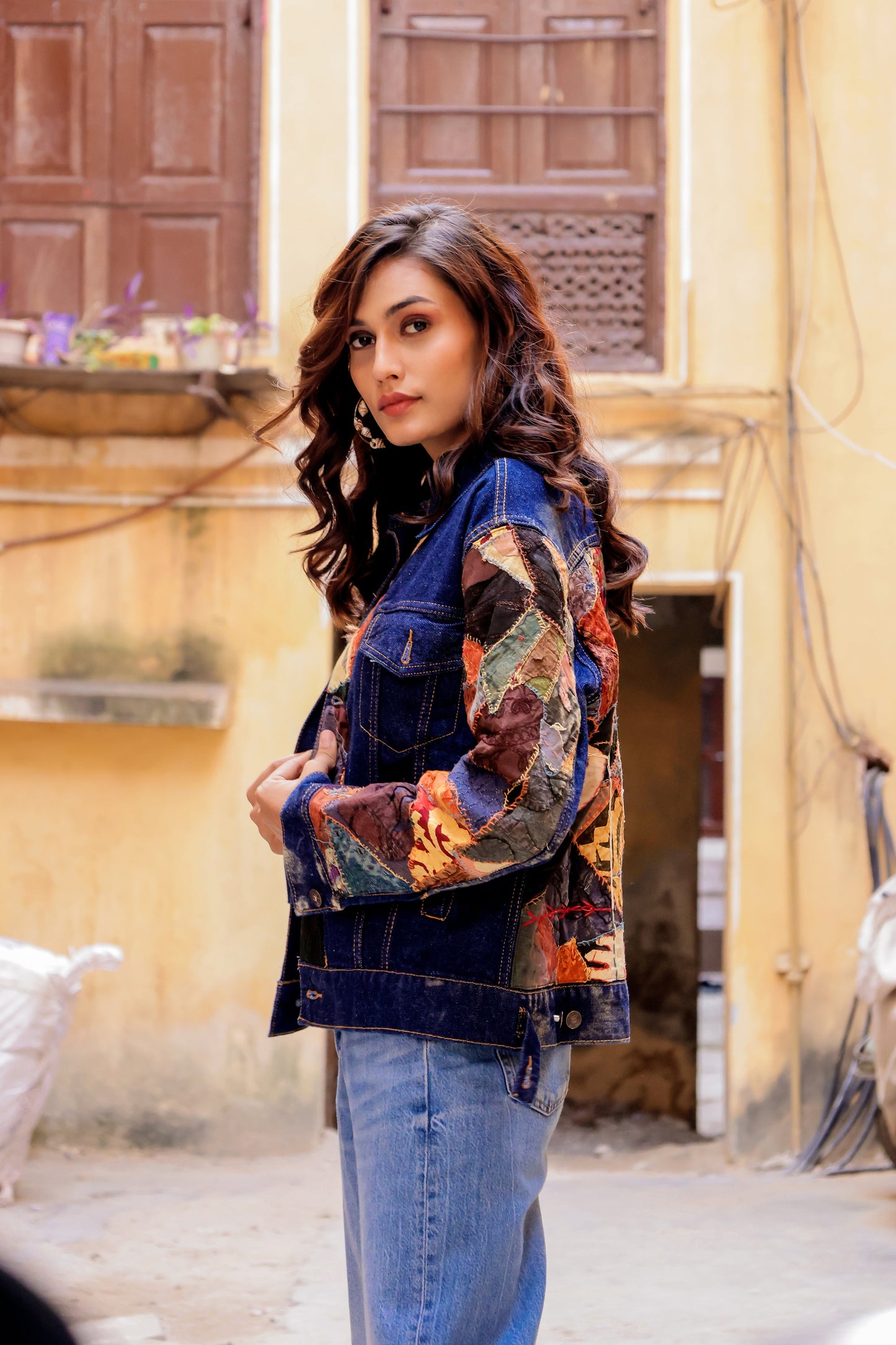 Ethnic Stitch Denim Jacket: Handmade Elegance
