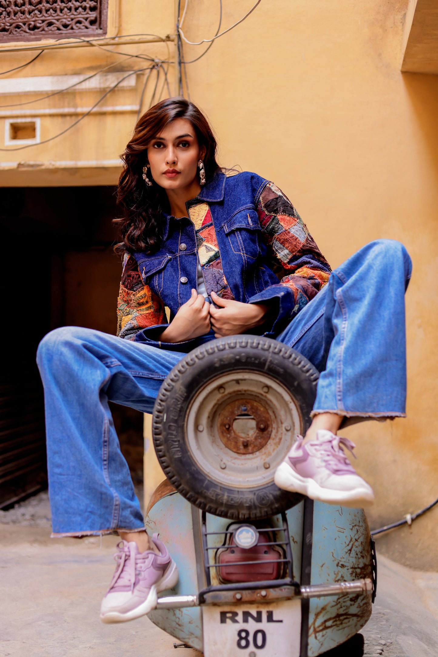 Ethnic Stitch Denim Jacket: Handmade Elegance