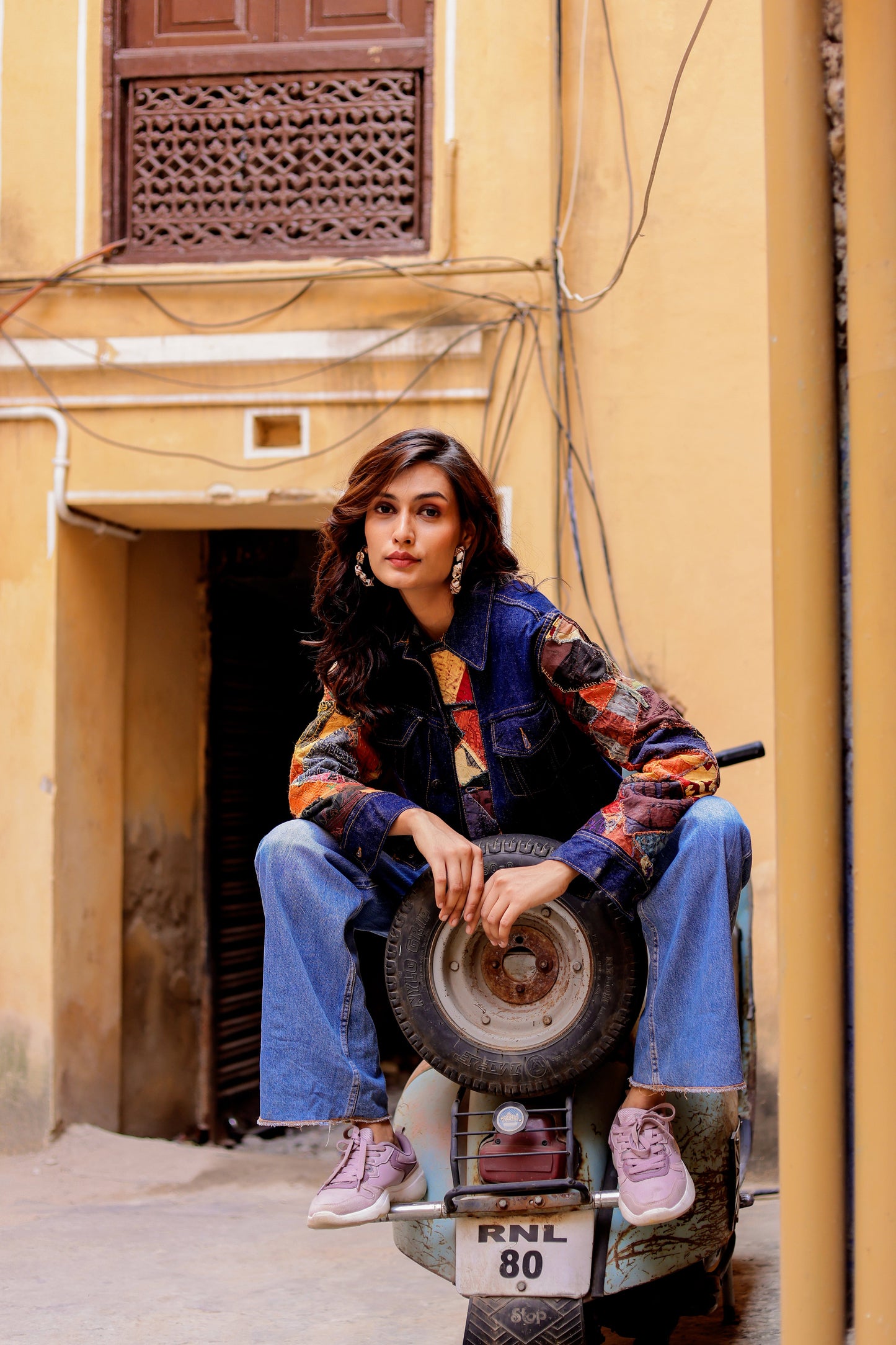 Ethnic Stitch Denim Jacket: Handmade Elegance