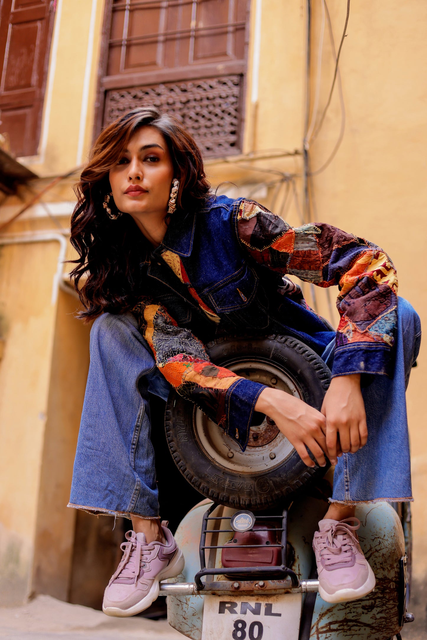 Ethnic Stitch Denim Jacket: Handmade Elegance