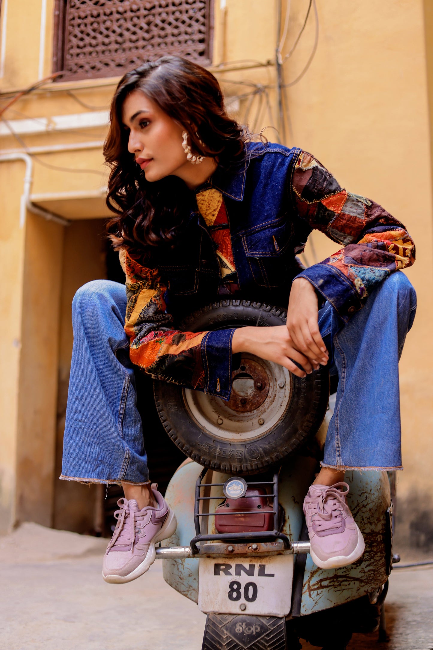 Ethnic Stitch Denim Jacket: Handmade Elegance