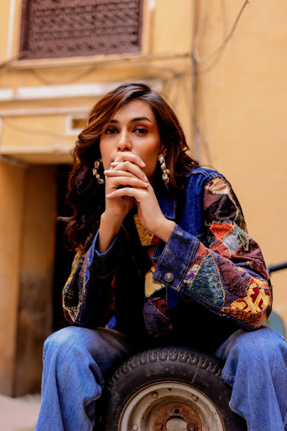 Ethnic Stitch Denim Jacket: Handmade Elegance