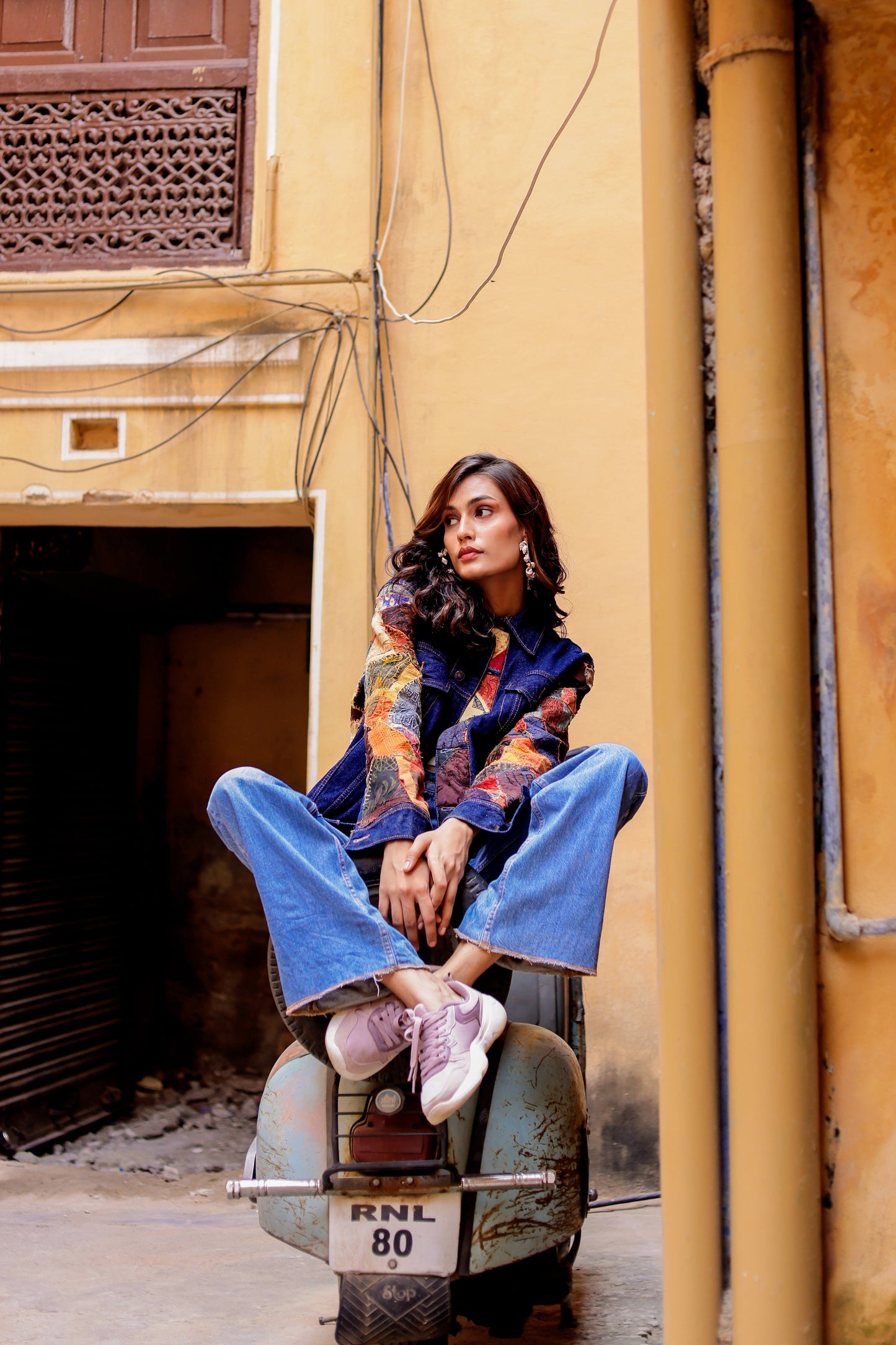 Ethnic Stitch Denim Jacket: Handmade Elegance