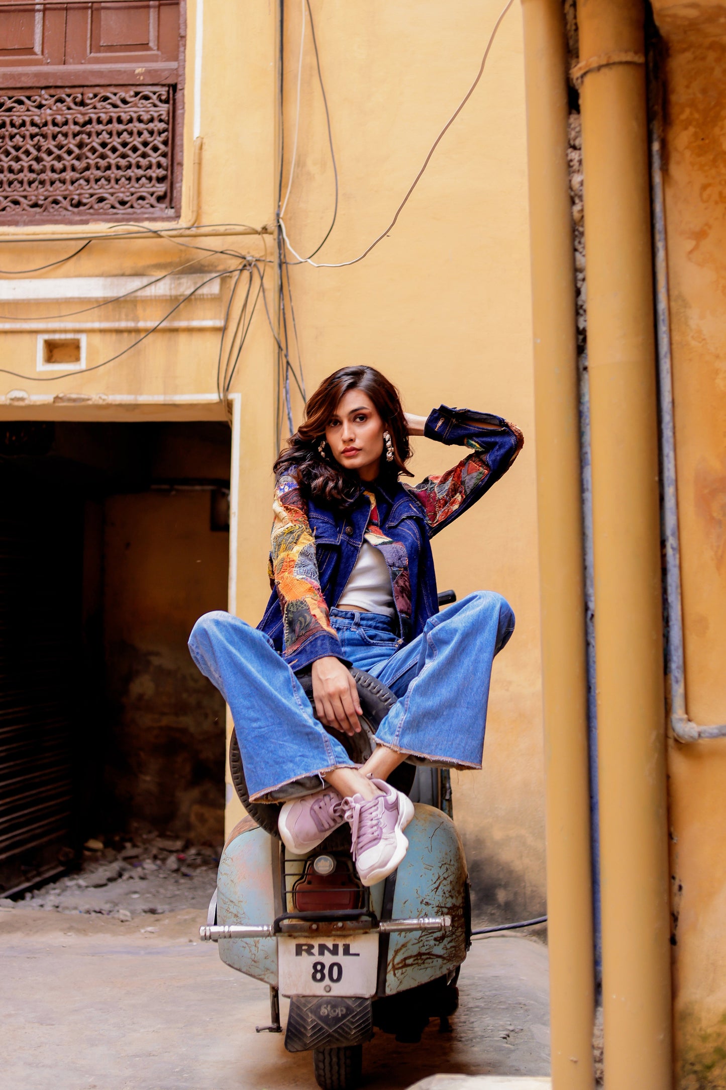 Ethnic Stitch Denim Jacket: Handmade Elegance