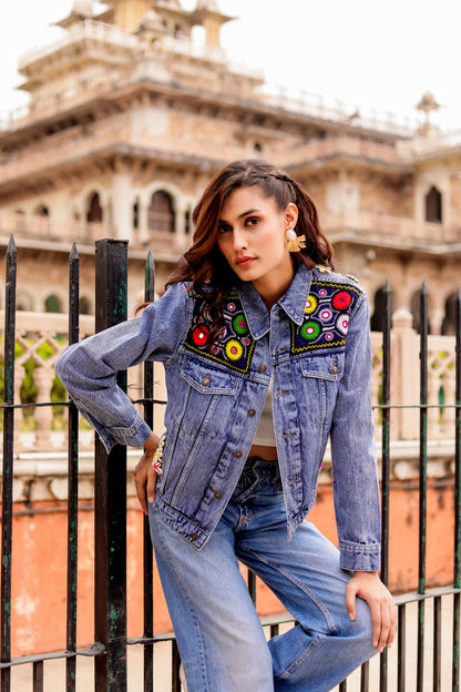 Urban Tradition: Handcrafted Fusion Denim Jacket