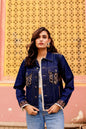 Boho Spirit Jacket: Fusion of Denim and Indian Art