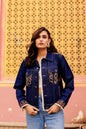 0164-J-HOB-Artisan Embroidered Indigo Denim Jacket - Made in India