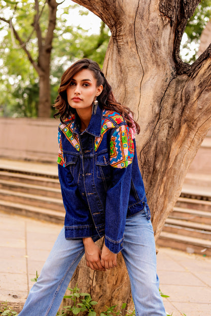 Heritage Threads: Handmade Boho-Chic Denim Jacket