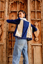 0166-J-HOB Embroidered Denim Fusion Jacket – Indigo Heritage- Made in India