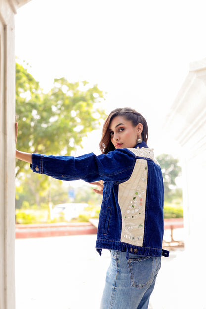 Crafted Roots Denim Jacket with Vibrant Ethnic Embroidery