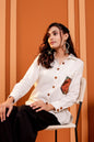0186-S-HOB-Women's Cotton-Linen Blend Button-Down Shirt with Ethnic Patch Pocket - Made in india