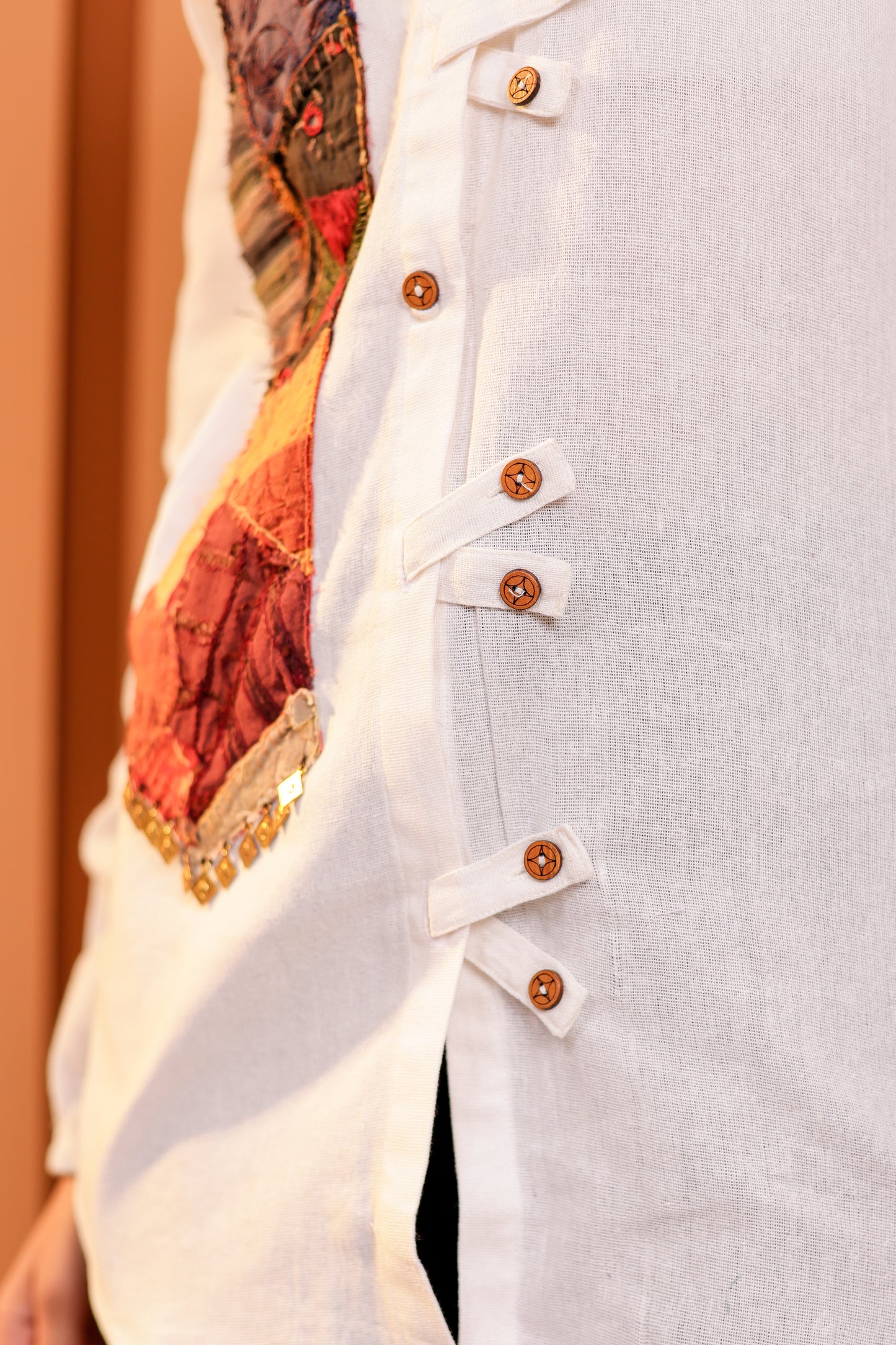 0183-S-HOB-Artisanal Fusion Asymmetric Cotton Tunic- Made in india