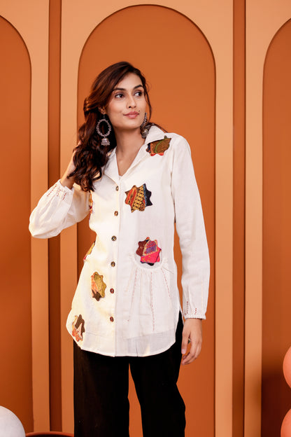 0181-S-HOB Handcrafted Heritage Patchwork Cotton Shirt - Made in India