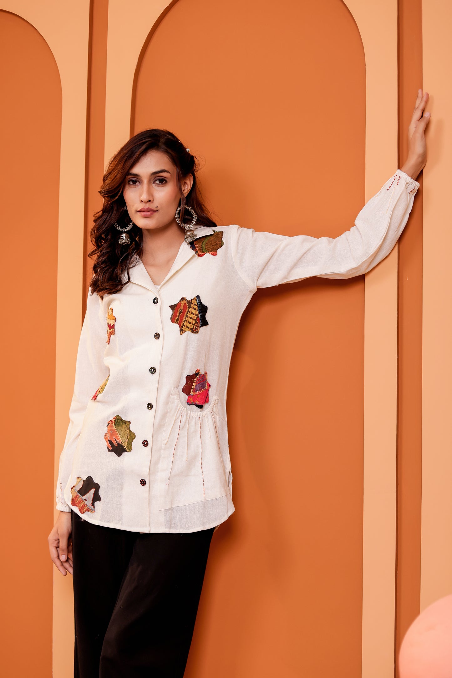 0181-S-HOB Handcrafted Heritage Patchwork Cotton Shirt - Made in India