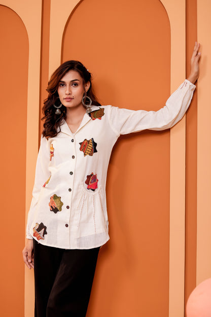 0181-S-HOB Handcrafted Heritage Patchwork Cotton Shirt - Made in India