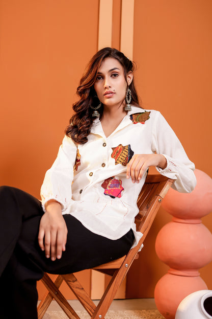 0181-S-HOB Handcrafted Heritage Patchwork Cotton Shirt - Made in India