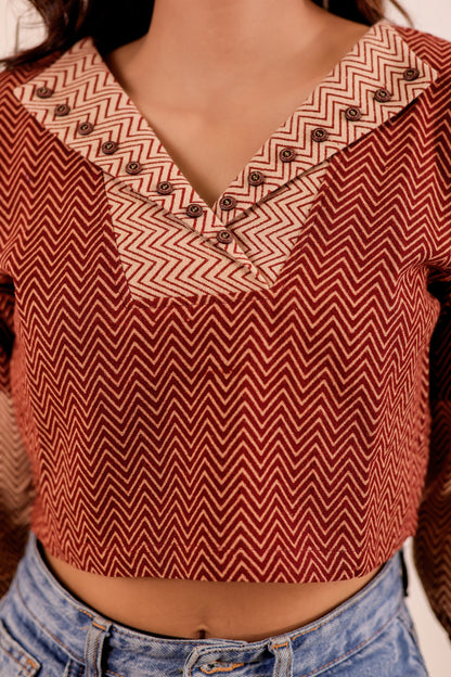0177-S-HOB Boho Chic Handloom Zigzag Crop Top - Made in India