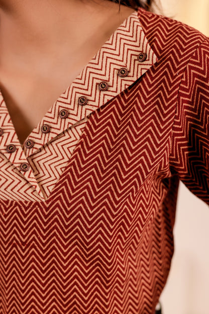 0177-S-HOB Boho Chic Handloom Zigzag Crop Top - Made in India