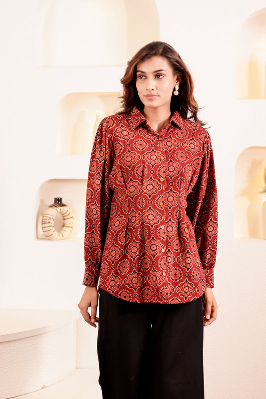 0179-S-HOB Boho Chic Mandala Print Cotton Shirt - Made in India