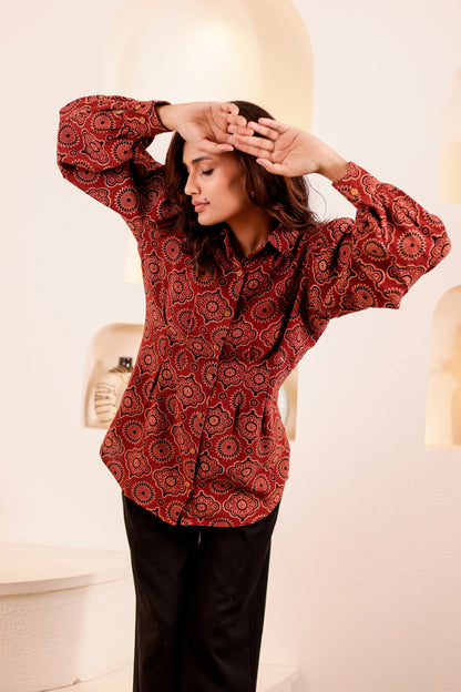 0179-S-HOB Boho Chic Mandala Print Cotton Shirt - Made in India