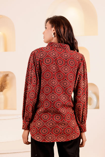 0179-S-HOB Boho Chic Mandala Print Cotton Shirt - Made in India