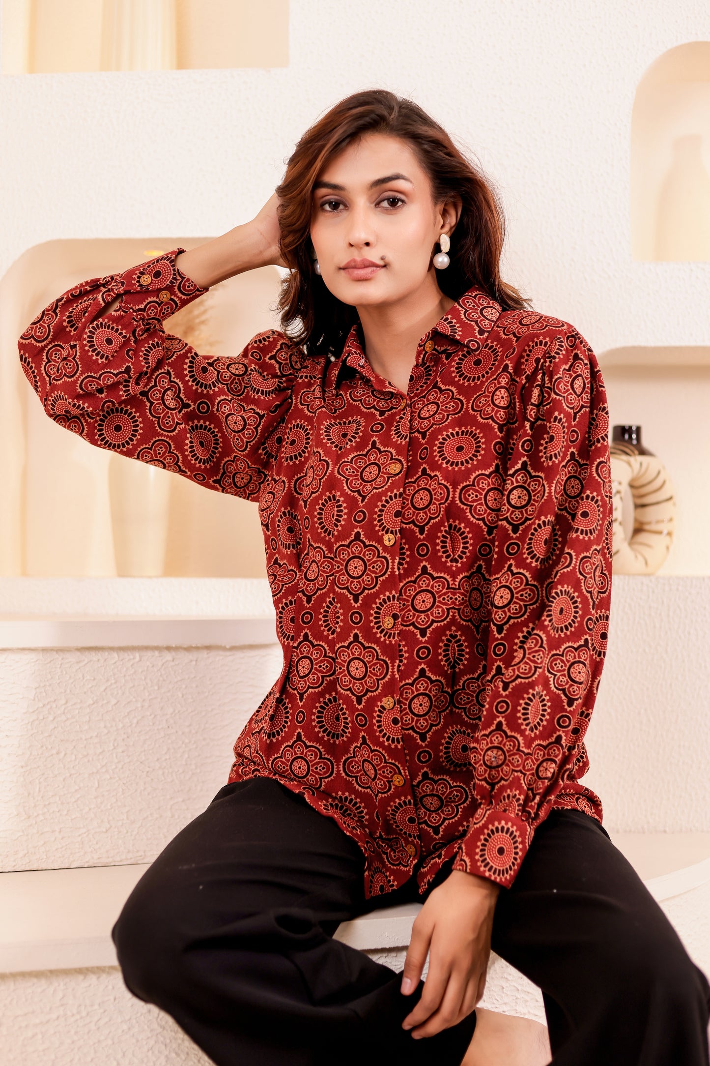 0179-S-HOB Boho Chic Mandala Print Cotton Shirt - Made in India