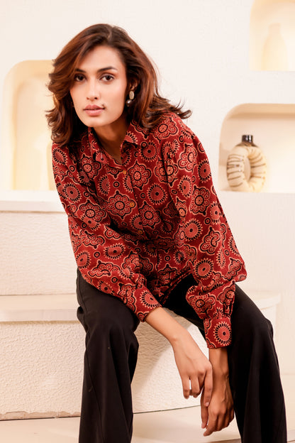 0179-S-HOB Boho Chic Mandala Print Cotton Shirt - Made in India