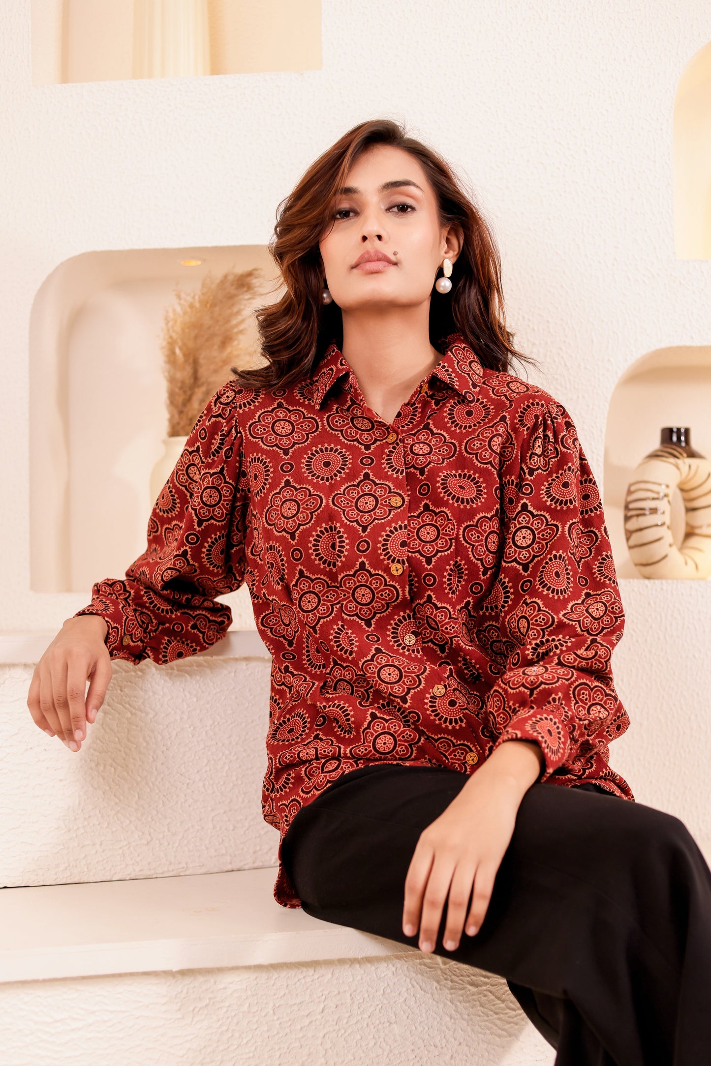 0179-S-HOB Boho Chic Mandala Print Cotton Shirt - Made in India