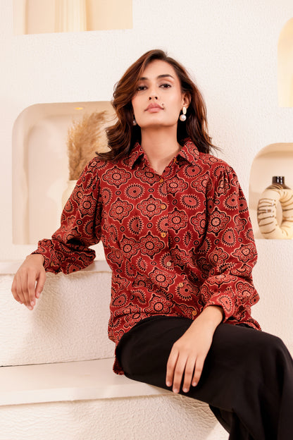 0179-S-HOB Boho Chic Mandala Print Cotton Shirt - Made in India