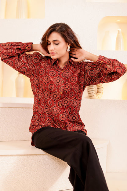 0179-S-HOB Boho Chic Mandala Print Cotton Shirt - Made in India