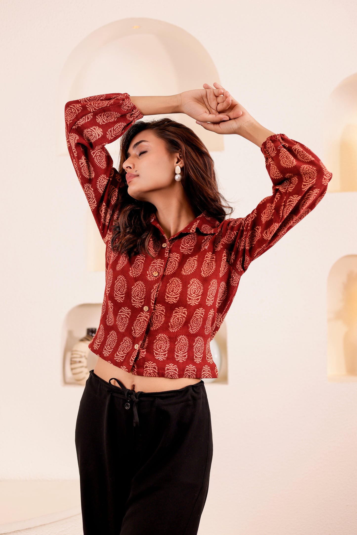 0180-S-HOB Handcrafted Block Print Cotton Shirt - Made in India