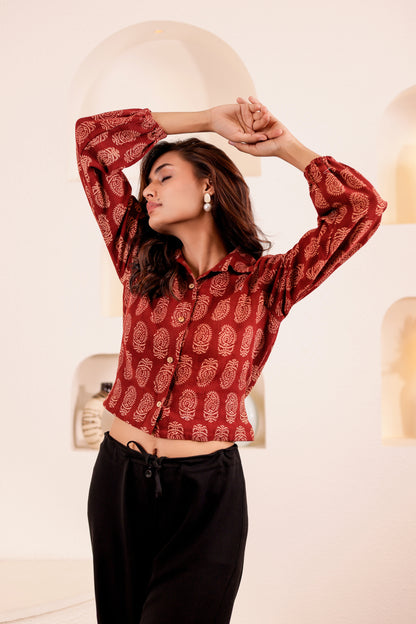 0180-S-HOB Handcrafted Block Print Cotton Shirt - Made in India