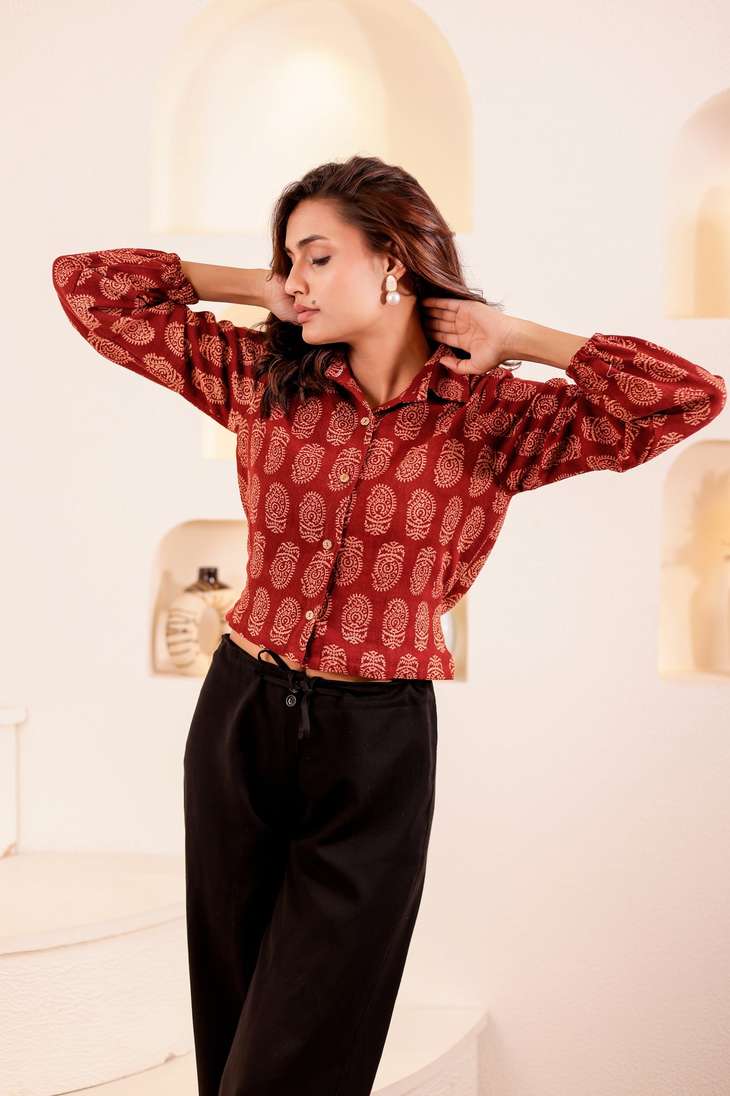 0180-S-HOB Handcrafted Block Print Cotton Shirt - Made in India