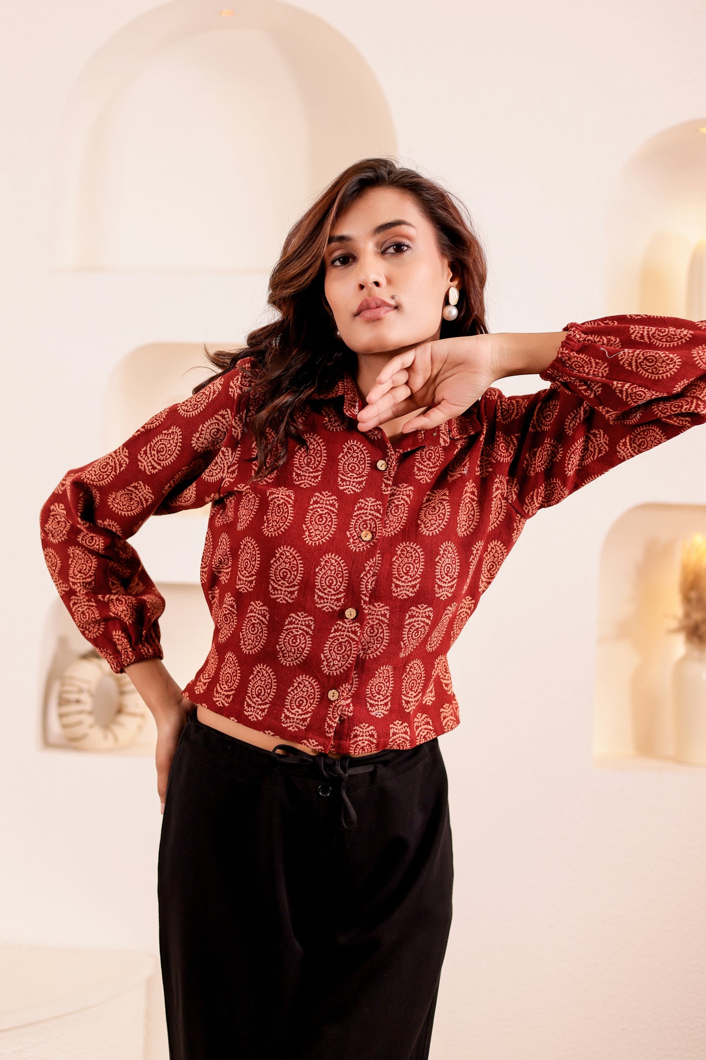 0180-S-HOB Handcrafted Block Print Cotton Shirt - Made in India