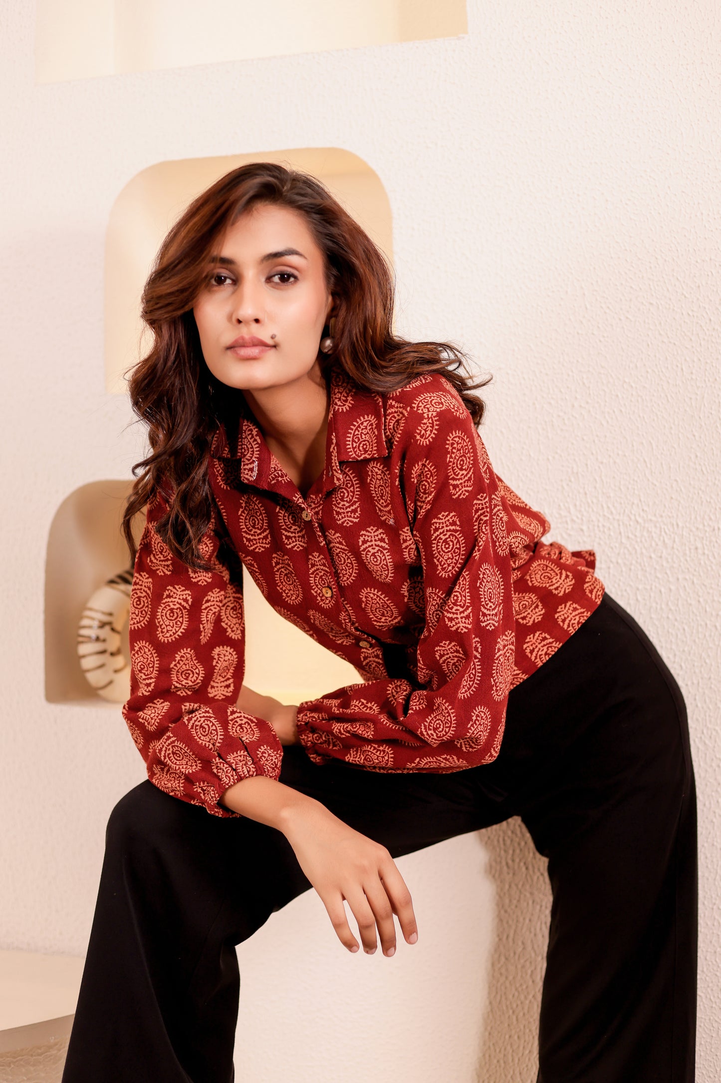 0180-S-HOB Handcrafted Block Print Cotton Shirt - Made in India