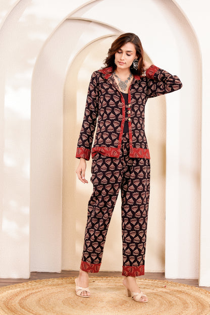 0189-C-HOB-Indigo Blossom Handblock Printed Cotton Shirt - Made in india