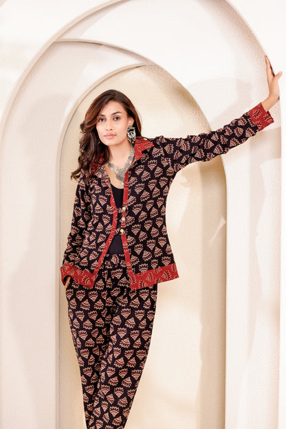 0189-C-HOB-Indigo Blossom Handblock Printed Cotton Shirt - Made in india