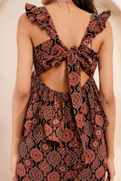 0190-C-HOB-Jaipuri Block Print Sleeveless Peplum Top - Made in india