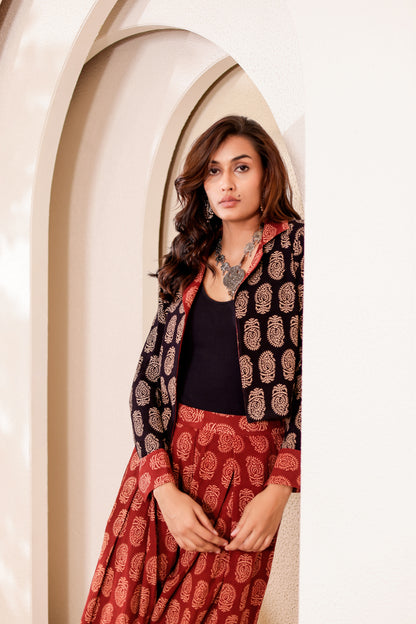 0191-C-HOB- Handblock Printed Boho-Chic Cotton Jacket - Made in india