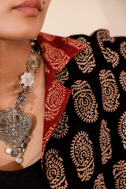 0191-C-HOB- Handblock Printed Boho-Chic Cotton Jacket - Made in india