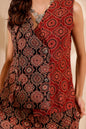 0188-C-HOB-Handcrafted Ajrakh Print Sleeveless Cotton Top - Made in india