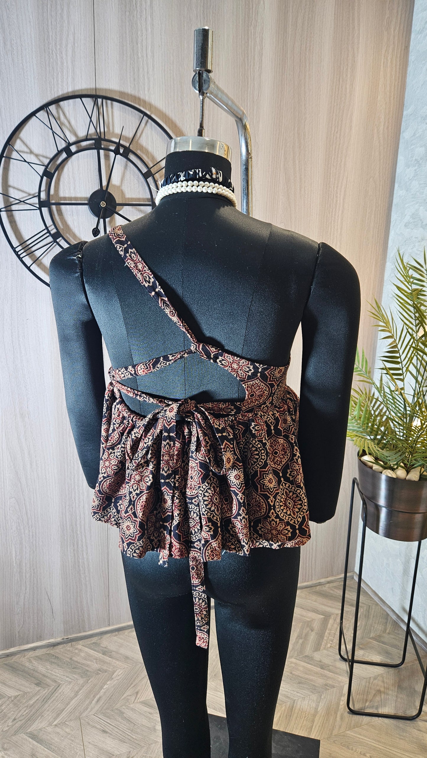 06-T-HOB Women’s One-Shoulder Boho Print Cotton Top – Made in India