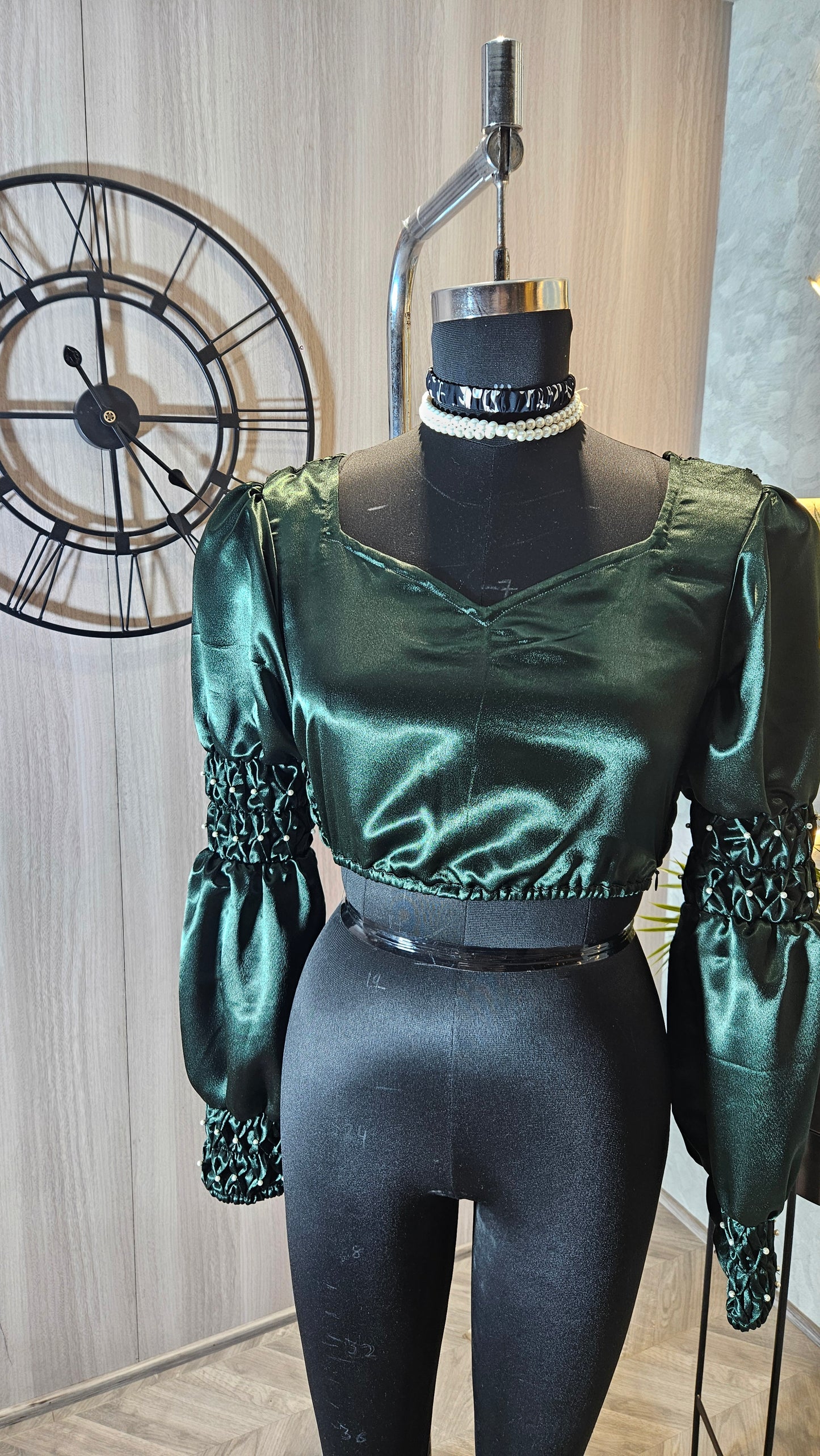 08-T-HOB Women’s Designer Cotton Top with Smocked Sleeves – Made in India