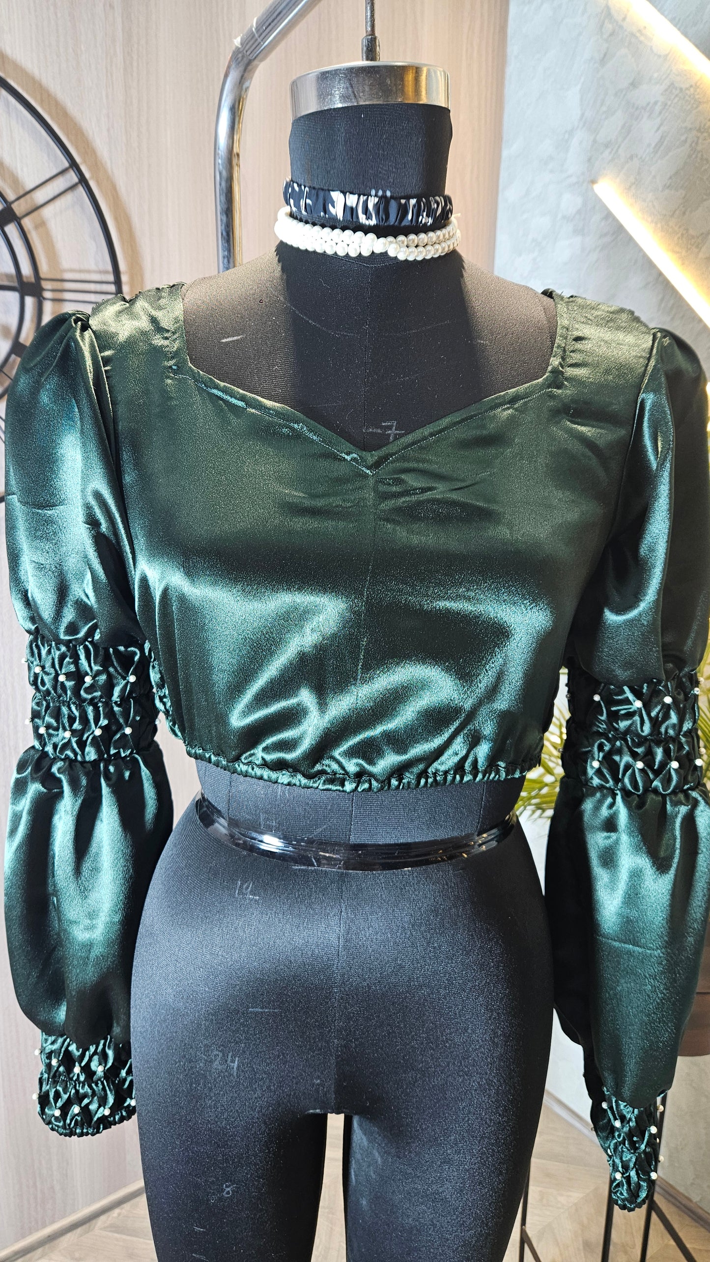 08-T-HOB Women’s Designer Cotton Top with Smocked Sleeves – Made in India